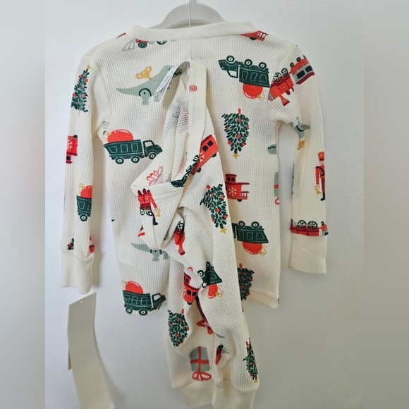 Carter's Baby Christmas Tree Print Waffle Knit Pajamas - Picture 2 of 3